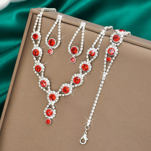 Elegant Bridal Necklace Earrings Bracelet Set