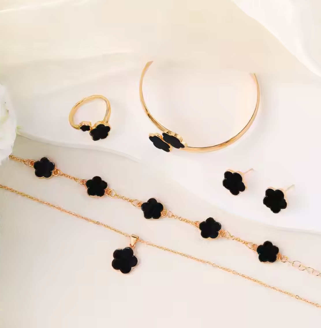 Gold Plated Flower Jewelry Set