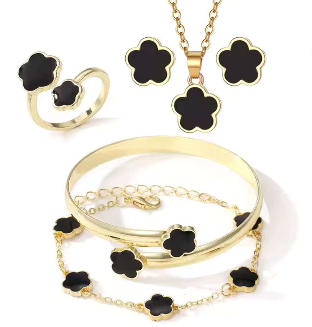 Gold Plated Flower Jewelry Set