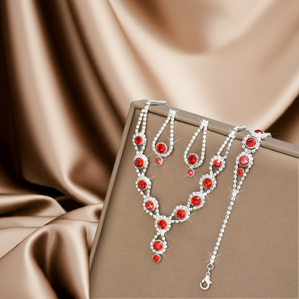 Elegant Bridal Necklace Earrings Bracelet Set