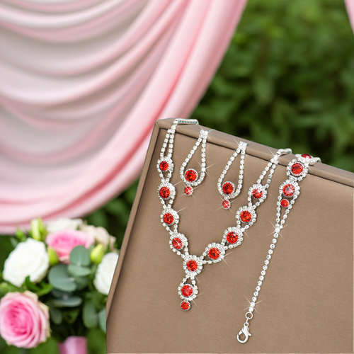 Elegant Bridal Necklace Earrings Bracelet Set